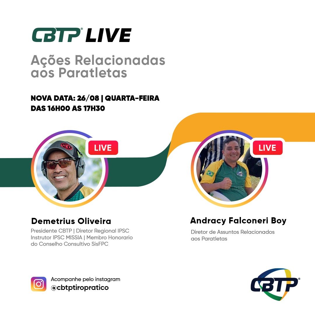 Cartaz de live da CBTP sobre ações relacionadas aos para-atletas.