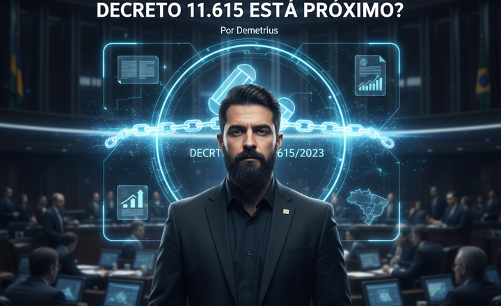 Arte editorial sobre reação legislativa ao Decreto 11.615.