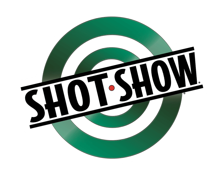 Logotipo da Shot Show sobre alvo verde em fundo preto.