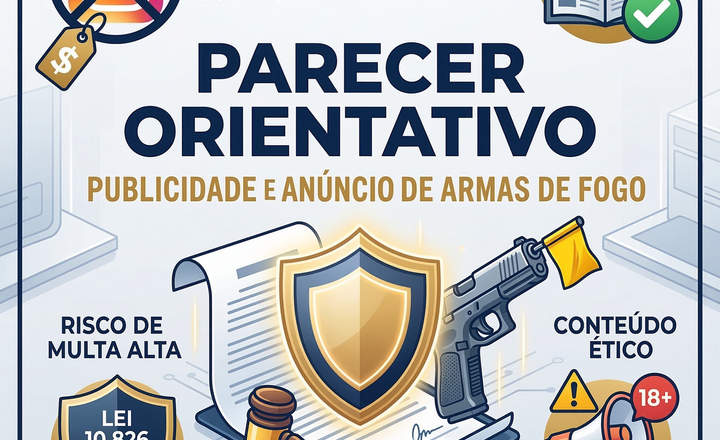 Infográfico orienta sobre publicidade e anúncios de armas de fogo.