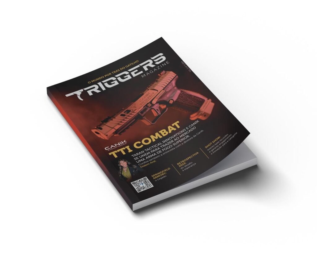 Exemplar da Triggers Magazine com capa sobre a pistola Canik TTI Combat.