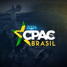 Logotipo da CPAC Brasil 2024 sobre fundo escuro.