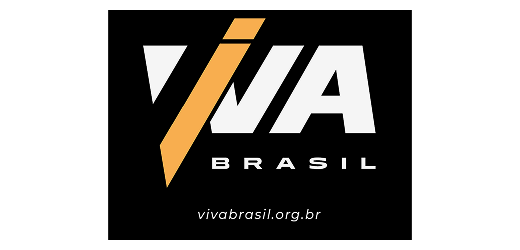 Logotipo branco e amarelo do movimento Viva Brasil sobre fundo preto.
