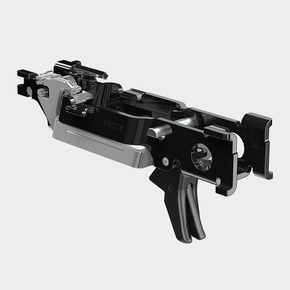 Chassi interno desmontável da pistola Echelon sobre fundo branco.