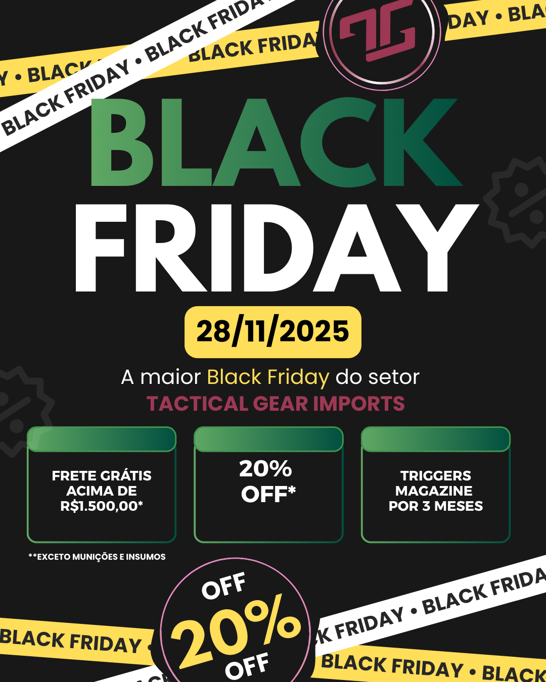 Cartaz geral da Black Friday 2025 da Tactical Gear Imports.