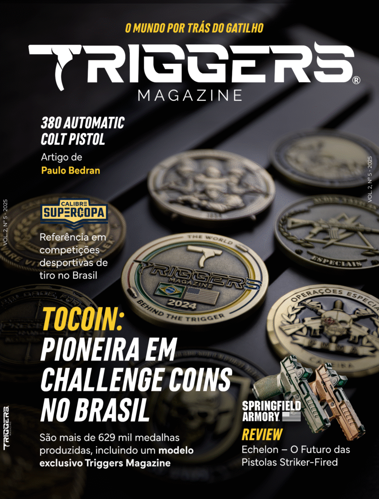 Capa da Triggers Magazine mostra medalhas comemorativas e a marca Tocoin.