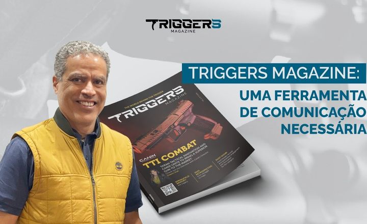 Demetrius Oliveira segura uma edição da Triggers Magazine em arte promocional.
