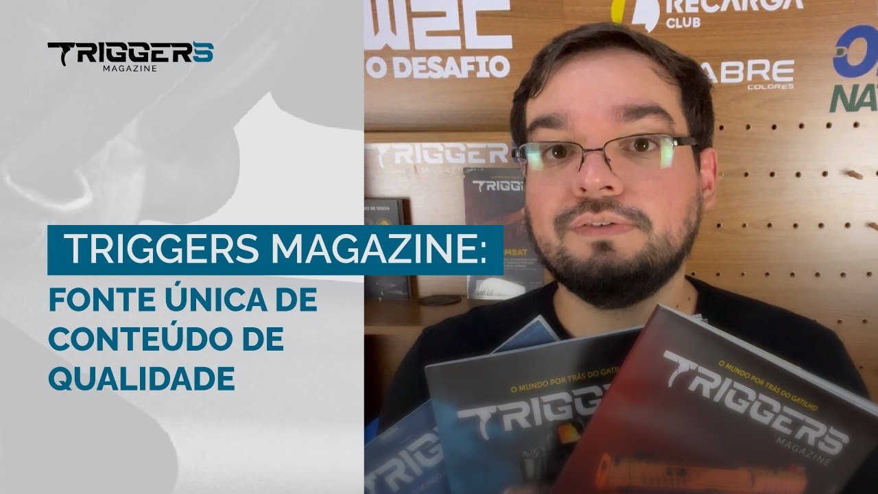 Samuel Cout segura edições da Triggers Magazine em arte promocional.