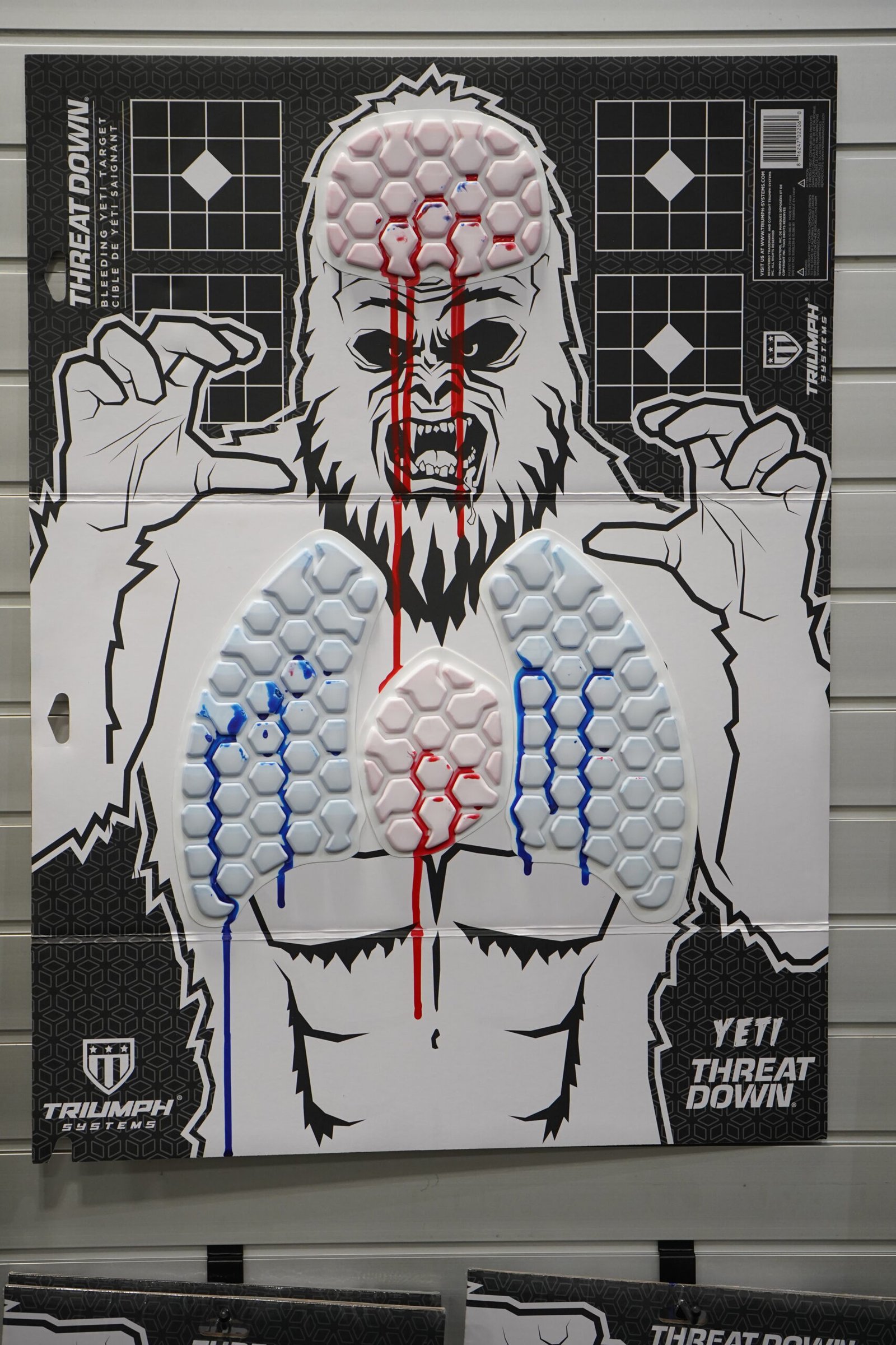 Alvo anatômico ilustrado exposto na Shot Show.