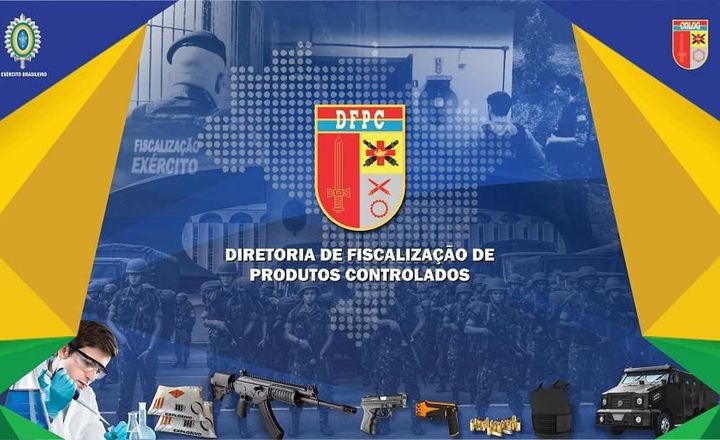 Arte institucional da Diretoria de Fiscalização de Produtos Controlados do Exército.