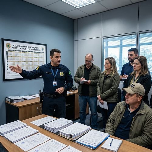 Agentes apresentam regras e documentos durante operação de renovação de registros.