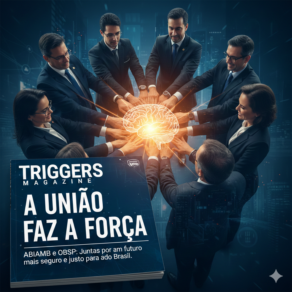 Arte editorial da Triggers Magazine mostra executivos unindo as mãos.