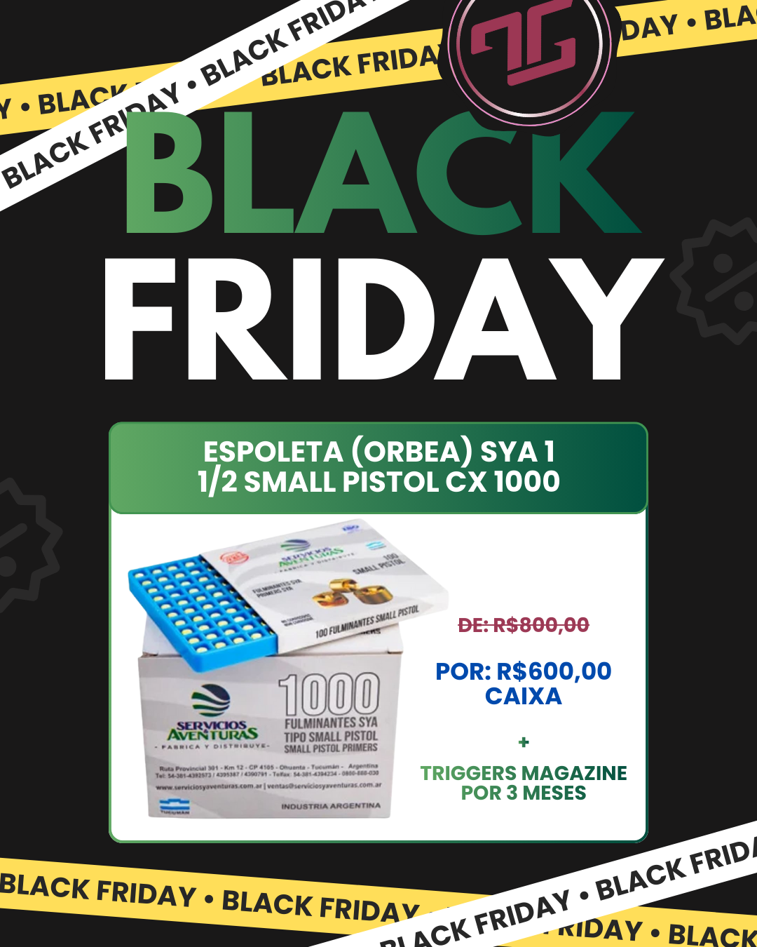 Anúncio de Black Friday oferece munição para espingarda na Tactical Gear Imports.